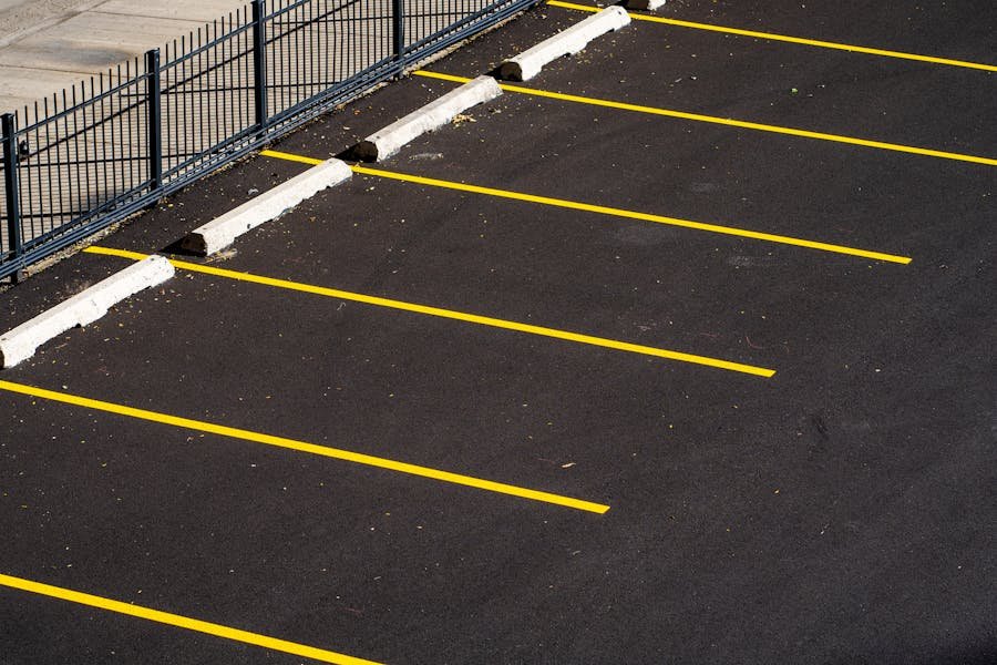Crisp line marking on commercial parking lot